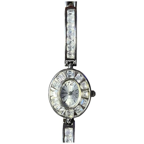 Women's Stainless Steel Quartz Watch With Faux Diamonds Elegant Time Piece - Picture 4 of 9